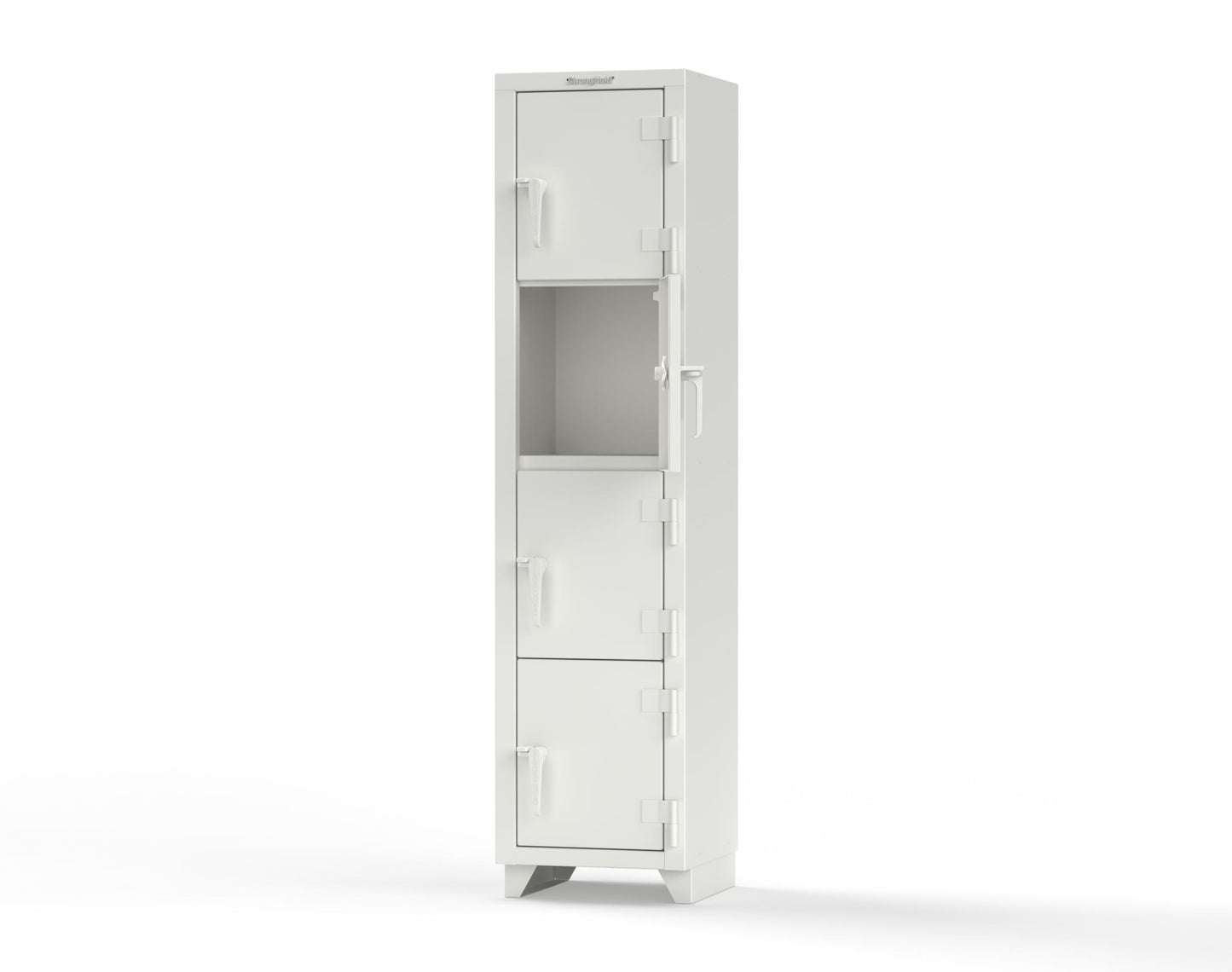 Extra Heavy Duty 14 GA 4-Tier Locker, 4 Compartments - 18 in. W x 18 in. D x 75 in. H - 1.66-4D-18-4T-L-9003