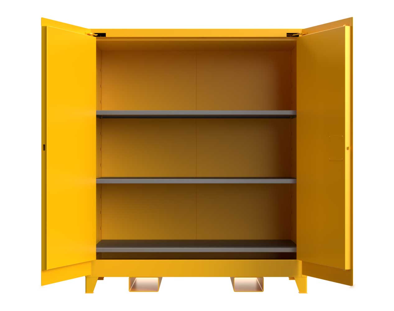 Extra Heavy Duty 14 GA 120 Gallon Flammable Safety Cabinet with Manual-Closing Doors, 3 Shelves, Forklift Pockets - 59 In. W x 34 In. D x 70 In. H
