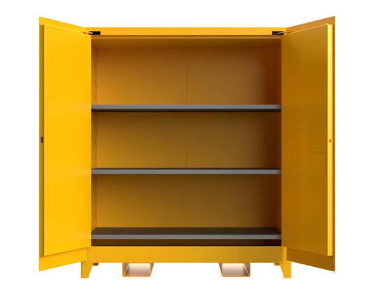 Extra Heavy Duty 14 GA 120 Gallon Flammable Safety Cabinet with Manual-Closing Doors, 3 Shelves, Forklift Pockets - 59 In. W x 34 In. D x 70 In. H