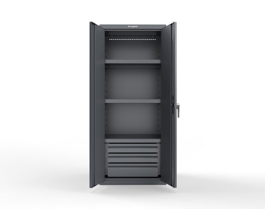 Heavy Duty 18 GA Cabinet with 3 Drawers and 3 Shelves - 30 in. W x 24 in. D x 72 in. H - 2.66-243-3DB-P-7024