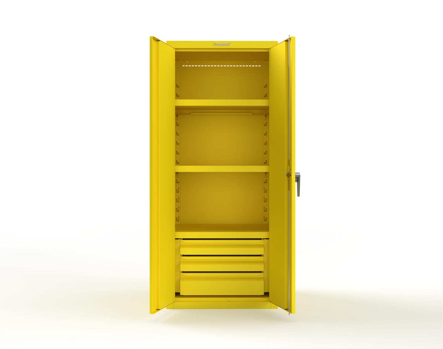 Heavy Duty 18 GA Cabinet with 3 Drawers and 3 Shelves - 30 in. W x 24 in. D x 72 in. H - 2.66-243-3DB-P-1021