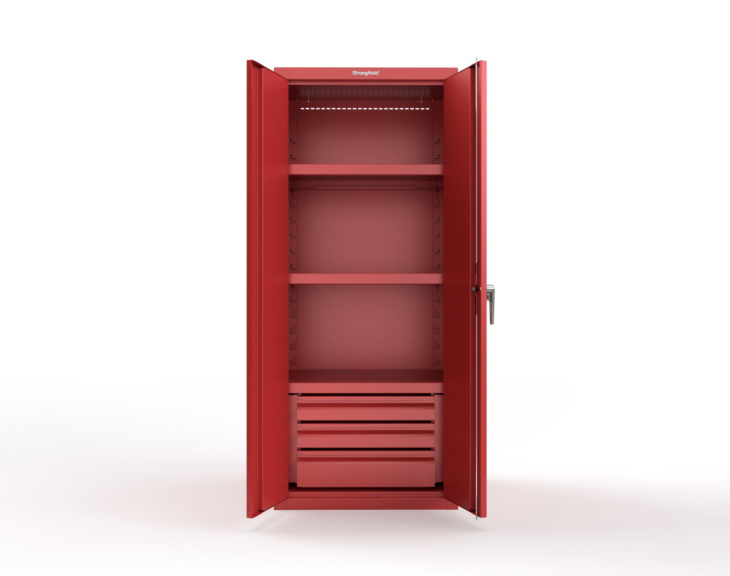 Heavy Duty 18 GA Cabinet with 3 Drawers and 3 Shelves - 30 in. W x 24 in. D x 72 in. H - 2.66-243-3DB-P-3001