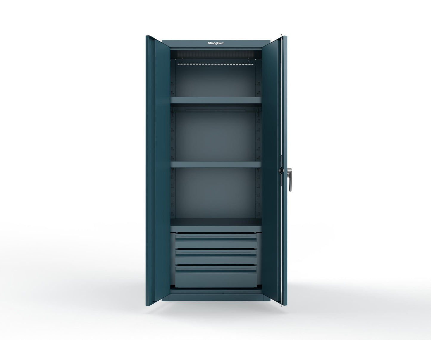 Heavy Duty 18 GA Cabinet with 3 Drawers and 3 Shelves - 30 in. W x 24 in. D x 72 in. H - 2.66-243-3DB-P-5001