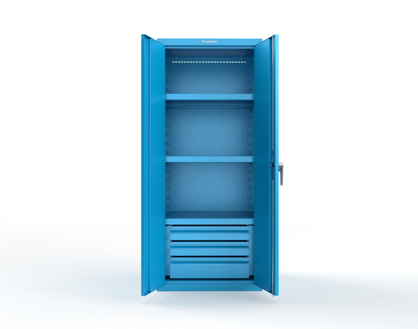 Heavy Duty 18 GA Cabinet with 3 Drawers and 3 Shelves - 30 in. W x 24 in. D x 72 in. H - 2.66-243-3DB-P-5012