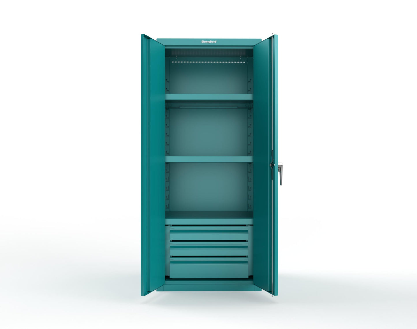 Heavy Duty 18 GA Cabinet with 3 Drawers and 3 Shelves - 30 in. W x 24 in. D x 72 in. H - 2.66-243-3DB-P-5021