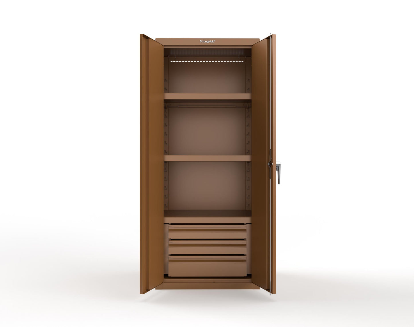Heavy Duty 18 GA Cabinet with 3 Drawers and 3 Shelves - 30 in. W x 24 in. D x 72 in. H - 2.66-243-3DB-P-8008