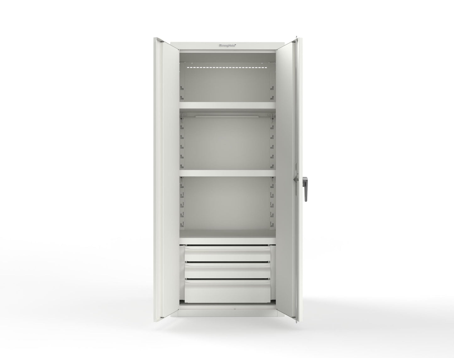 Heavy Duty 18 GA Cabinet with 3 Drawers and 3 Shelves - 30 in. W x 24 in. D x 72 in. H - 2.66-243-3DB-P-9003