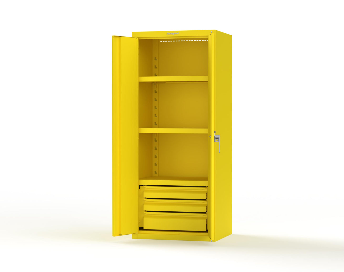 Heavy Duty 18 GA Cabinet with 3 Drawers and 3 Shelves - 30 in. W x 24 in. D x 72 in. H - 2.66-243-3DB-P-1021
