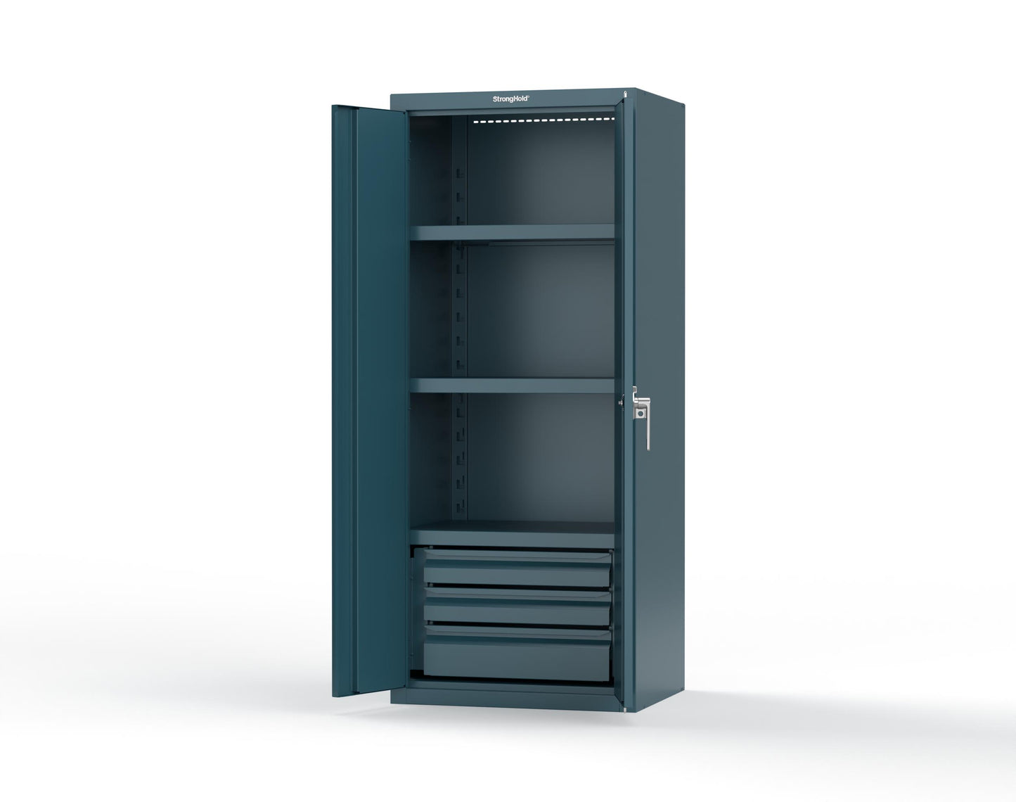 Heavy Duty 18 GA Cabinet with 3 Drawers and 3 Shelves - 30 in. W x 24 in. D x 72 in. H - 2.66-243-3DB-P-5001