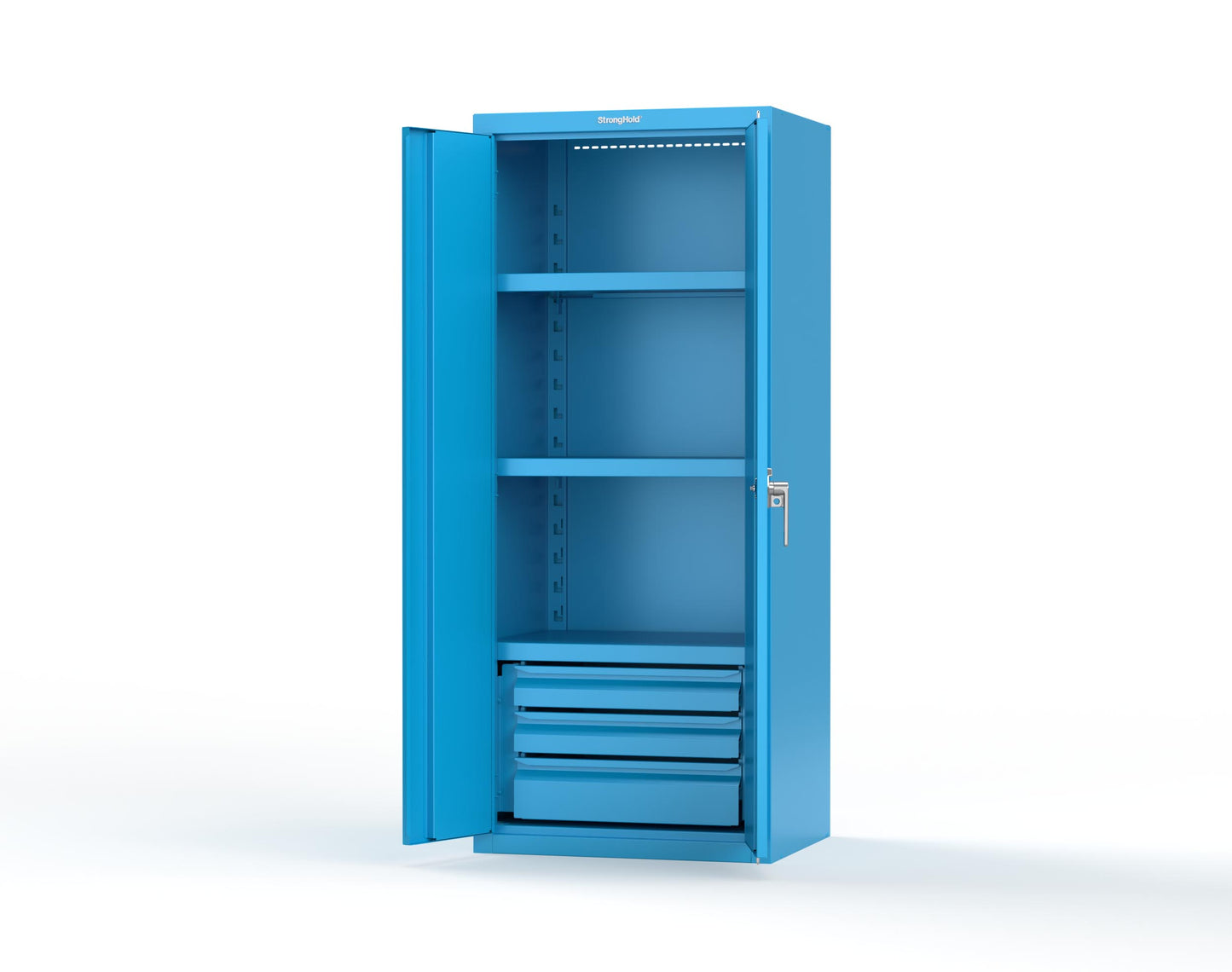 Heavy Duty 18 GA Cabinet with 3 Drawers and 3 Shelves - 30 in. W x 24 in. D x 72 in. H - 2.66-243-3DB-P-5012