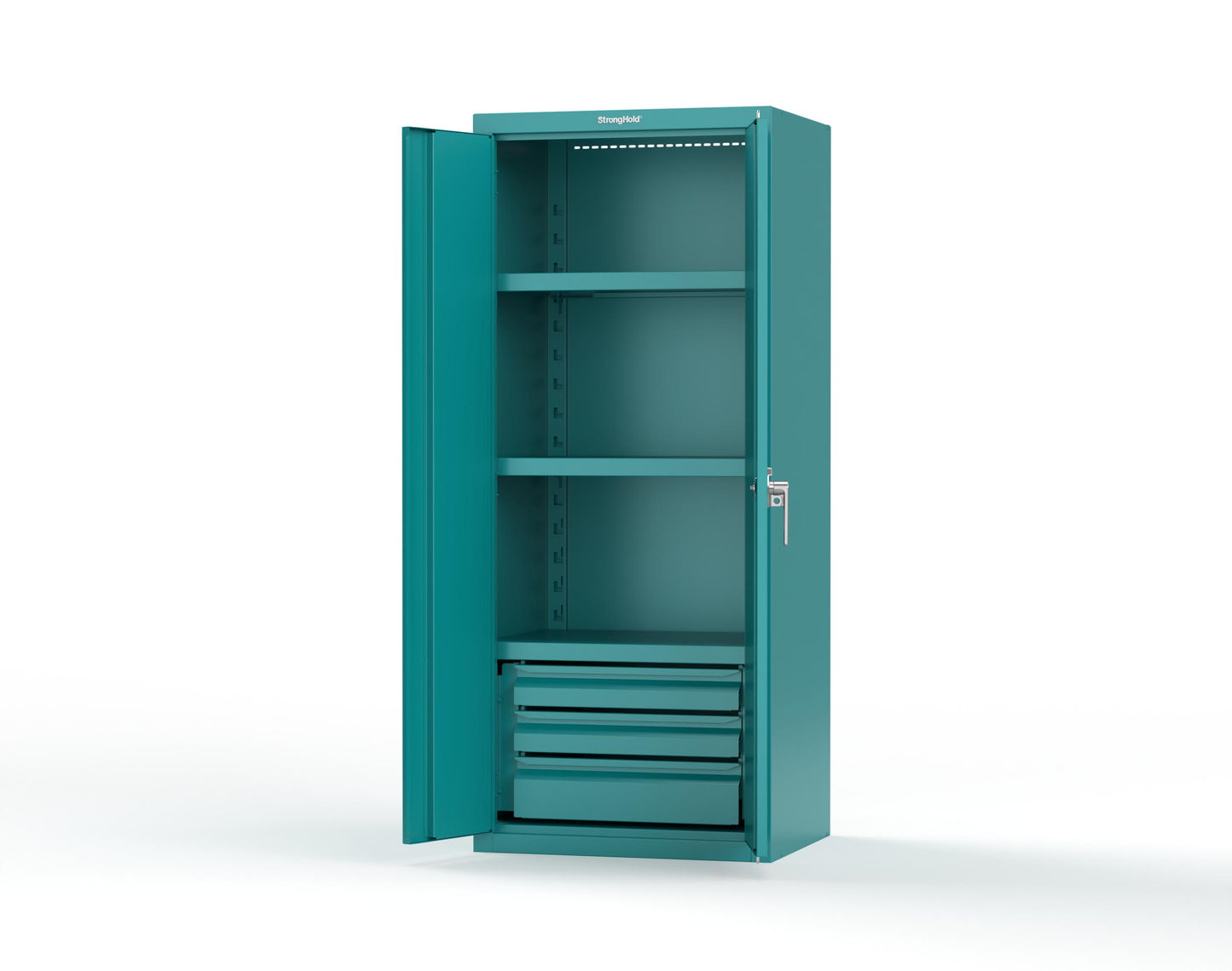 Heavy Duty 18 GA Cabinet with 3 Drawers and 3 Shelves - 30 in. W x 24 in. D x 72 in. H - 2.66-243-3DB-P-5021