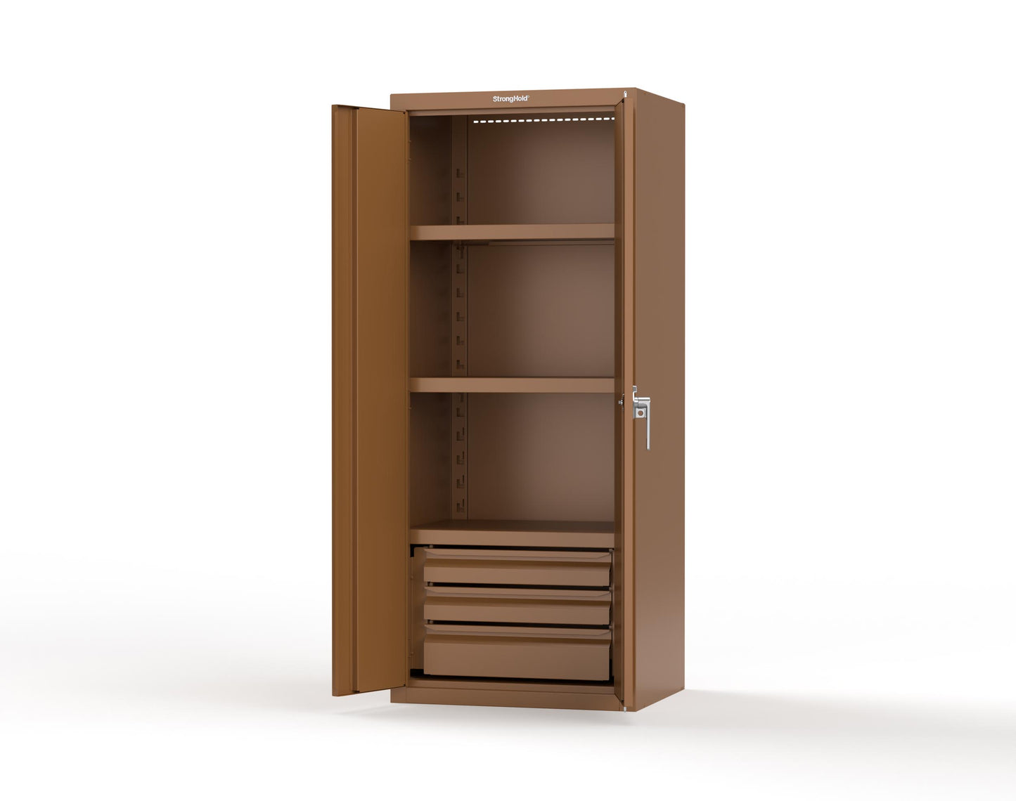 Heavy Duty 18 GA Cabinet with 3 Drawers and 3 Shelves - 30 in. W x 24 in. D x 72 in. H - 2.66-243-3DB-P-8008