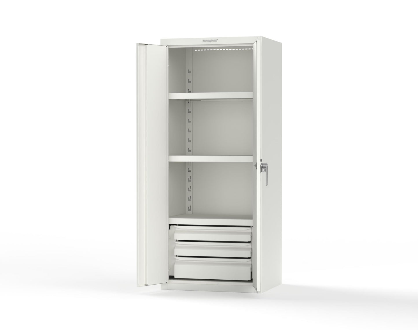 Heavy Duty 18 GA Cabinet with 3 Drawers and 3 Shelves - 30 in. W x 24 in. D x 72 in. H - 2.66-243-3DB-P-9003