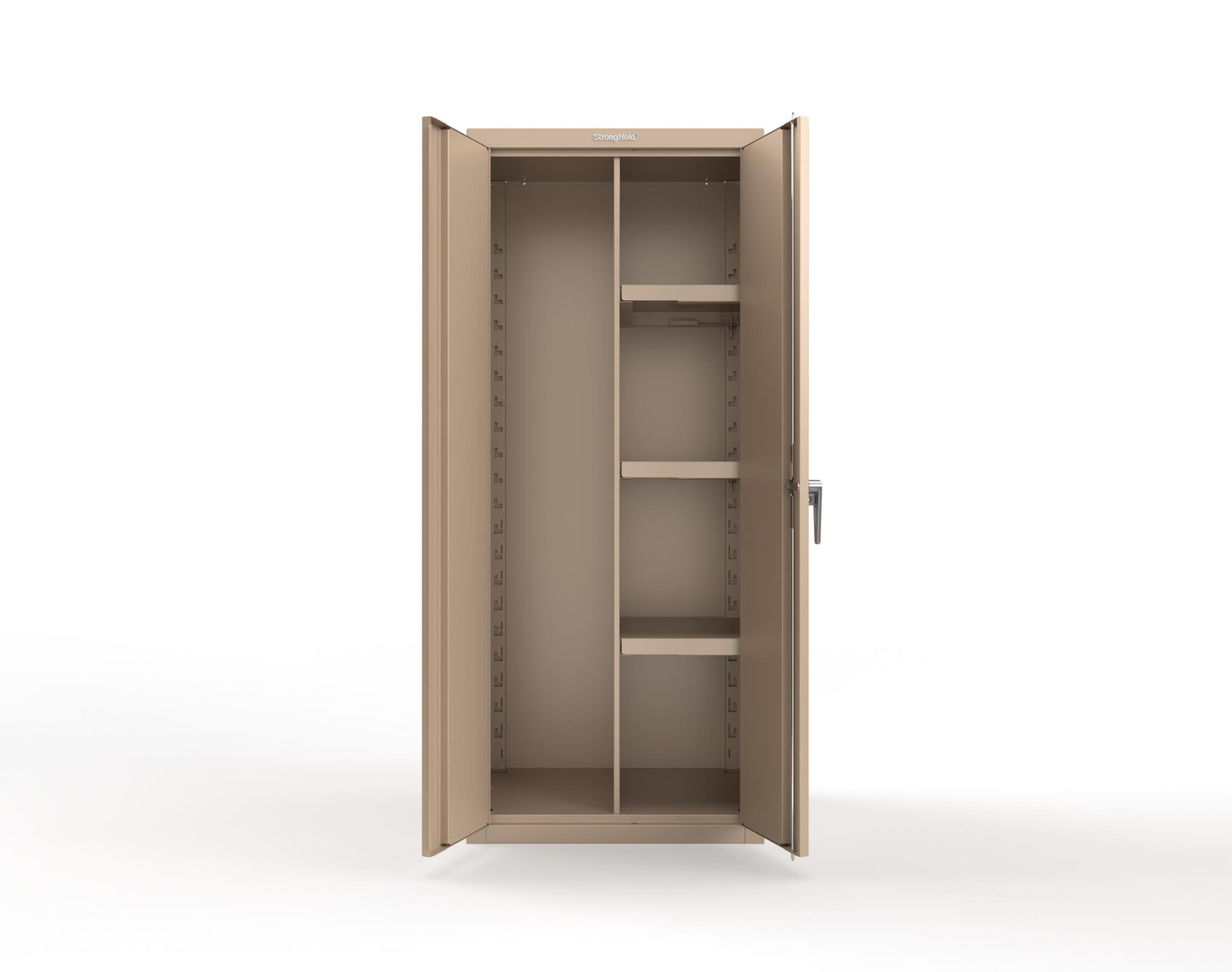 Heavy Duty 18 GA Janitorial Cabinet with 3 Half Shelves - 30 in. W x 24 in. D x 72 in. H - 2.66-BC-243-P-1019