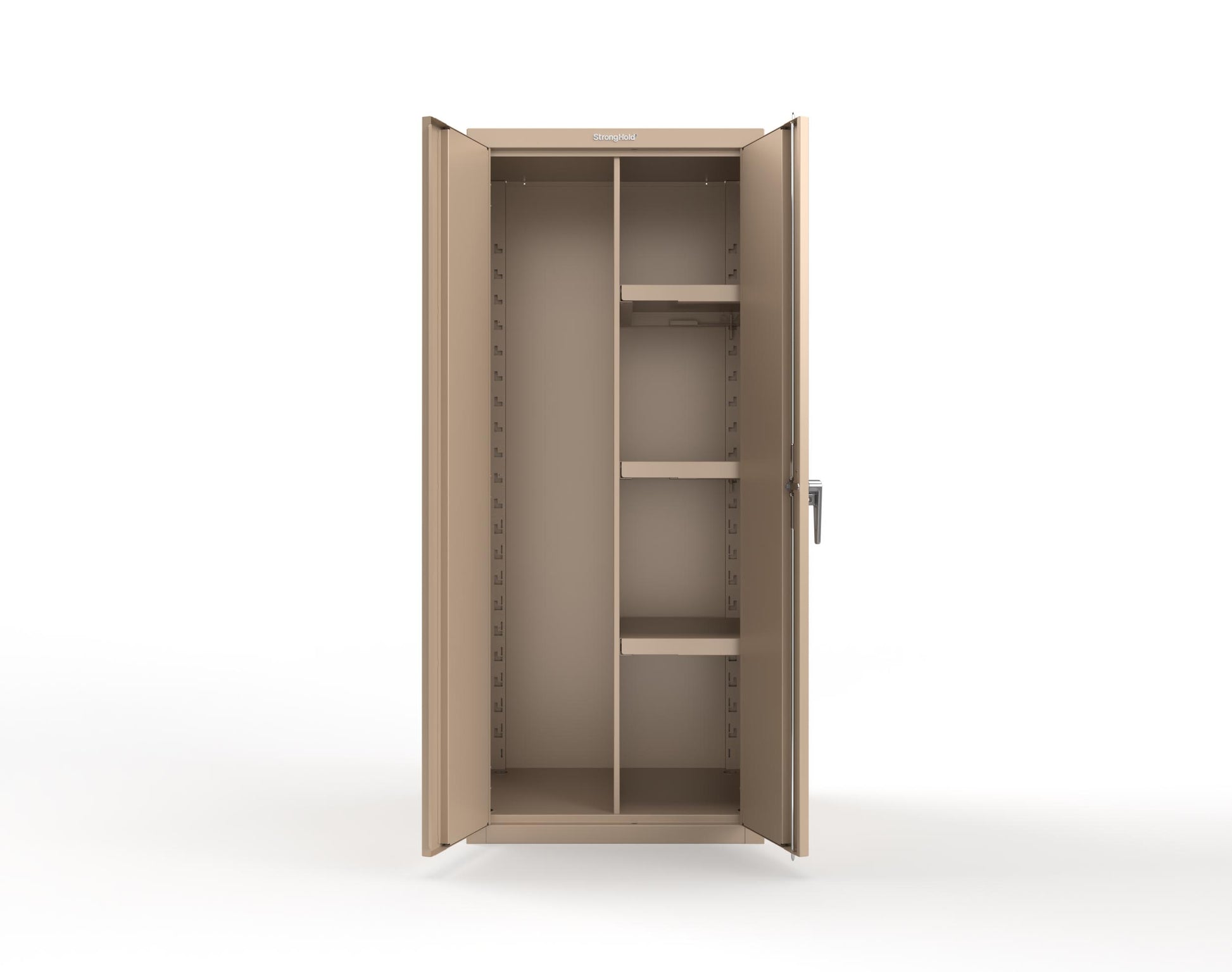 Heavy Duty 18 GA Janitorial Cabinet with 3 Half Shelves - 30 in. W x 24 in. D x 72 in. H - 2.66-BC-243-P-1019