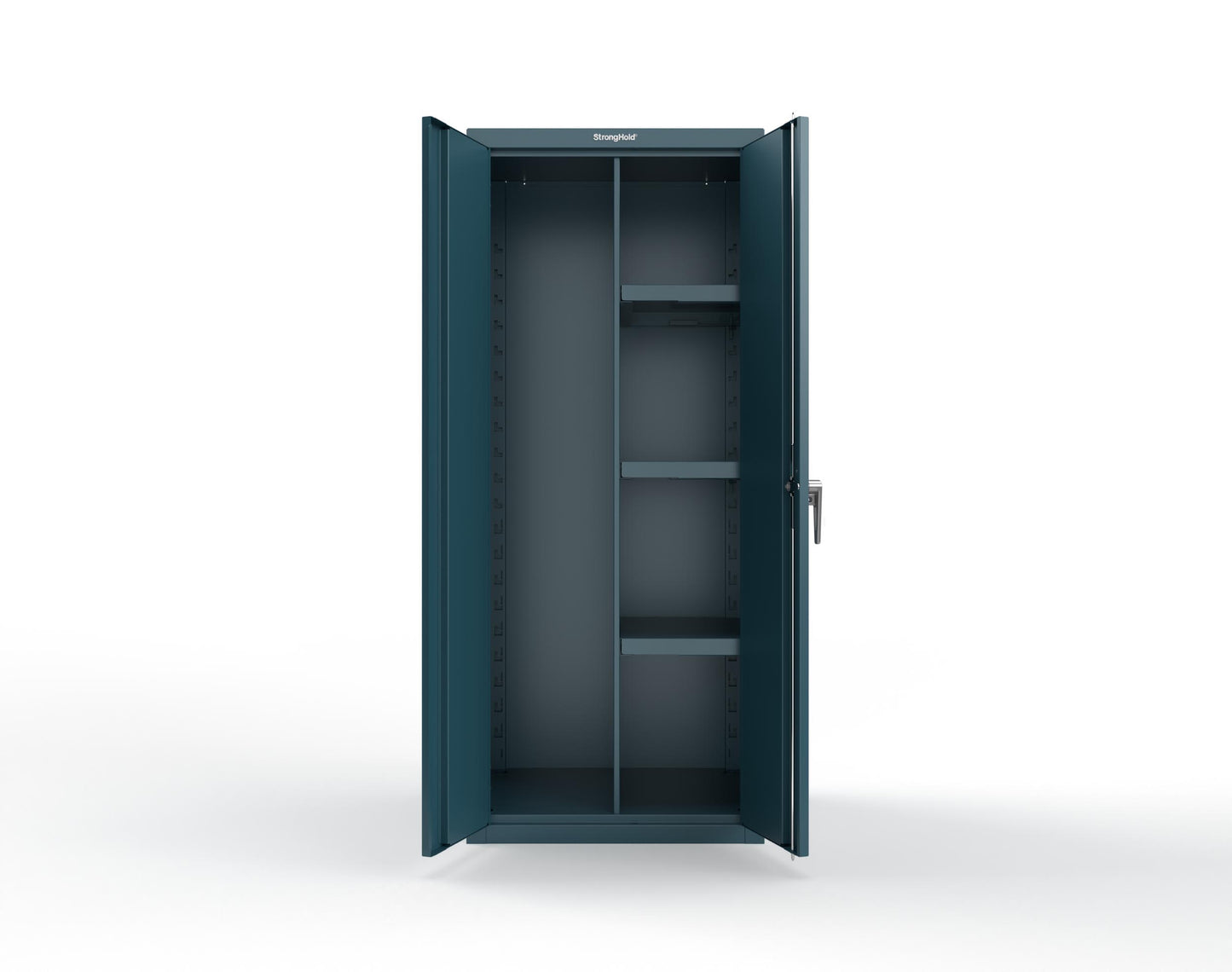 Heavy Duty 18 GA Janitorial Cabinet with 3 Half Shelves - 30 in. W x 24 in. D x 72 in. H - 2.66-BC-243-P-5001