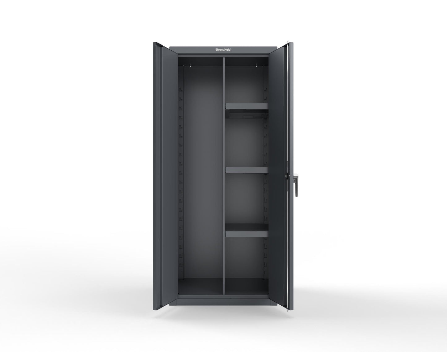 Heavy Duty 18 GA Janitorial Cabinet with 3 Half Shelves - 30 in. W x 24 in. D x 72 in. H - 2.66-BC-243-P-7024