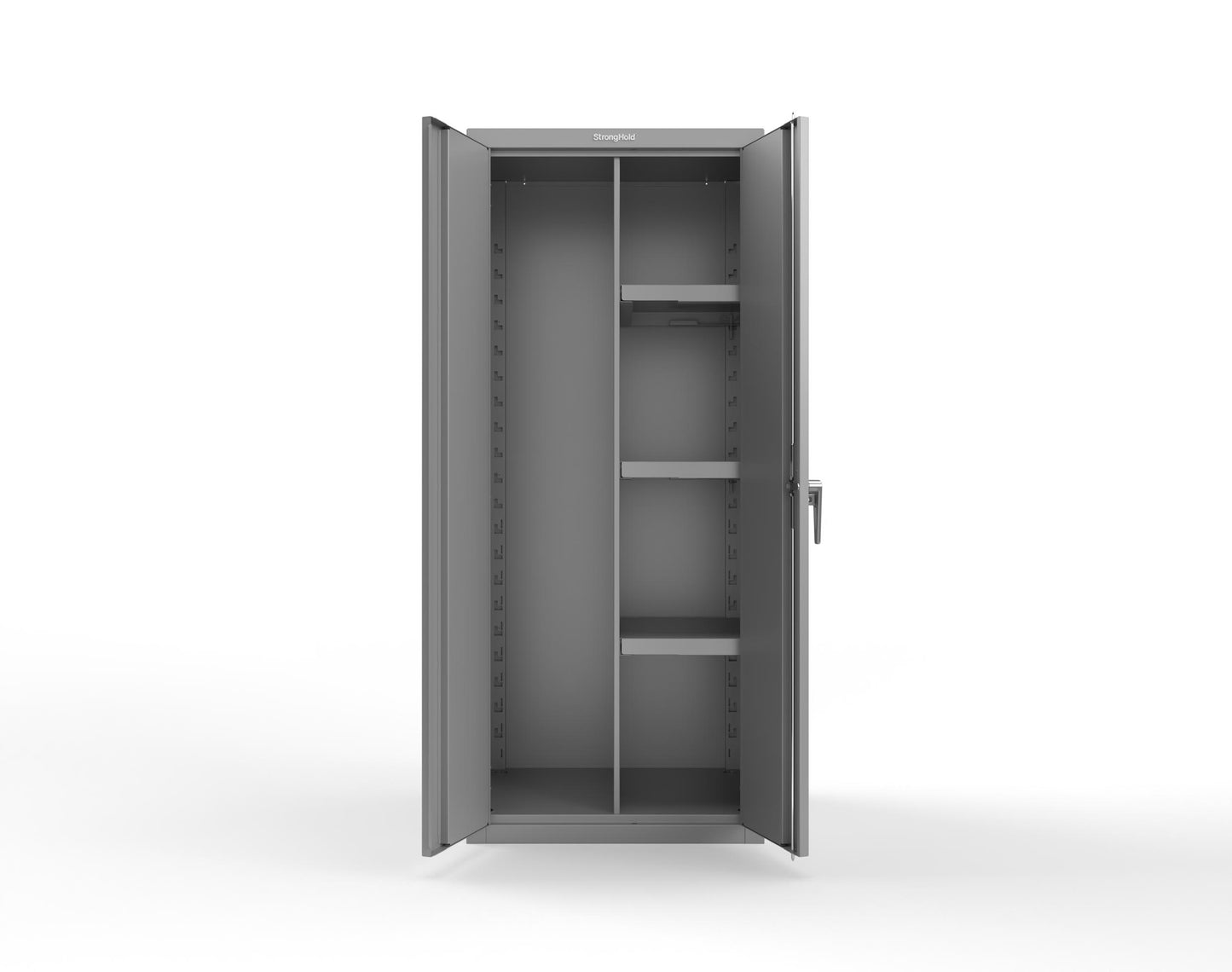 Heavy Duty 18 GA Janitorial Cabinet with 3 Half Shelves - 30 in. W x 24 in. D x 72 in. H - 2.66-BC-243-P-7037