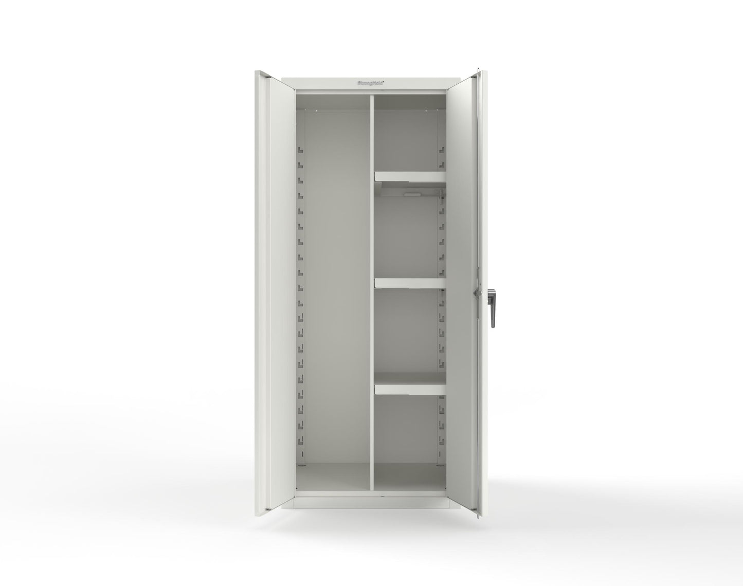 Heavy Duty 18 GA Janitorial Cabinet with 3 Half Shelves - 30 in. W x 24 in. D x 72 in. H - 2.66-BC-243-P-9003