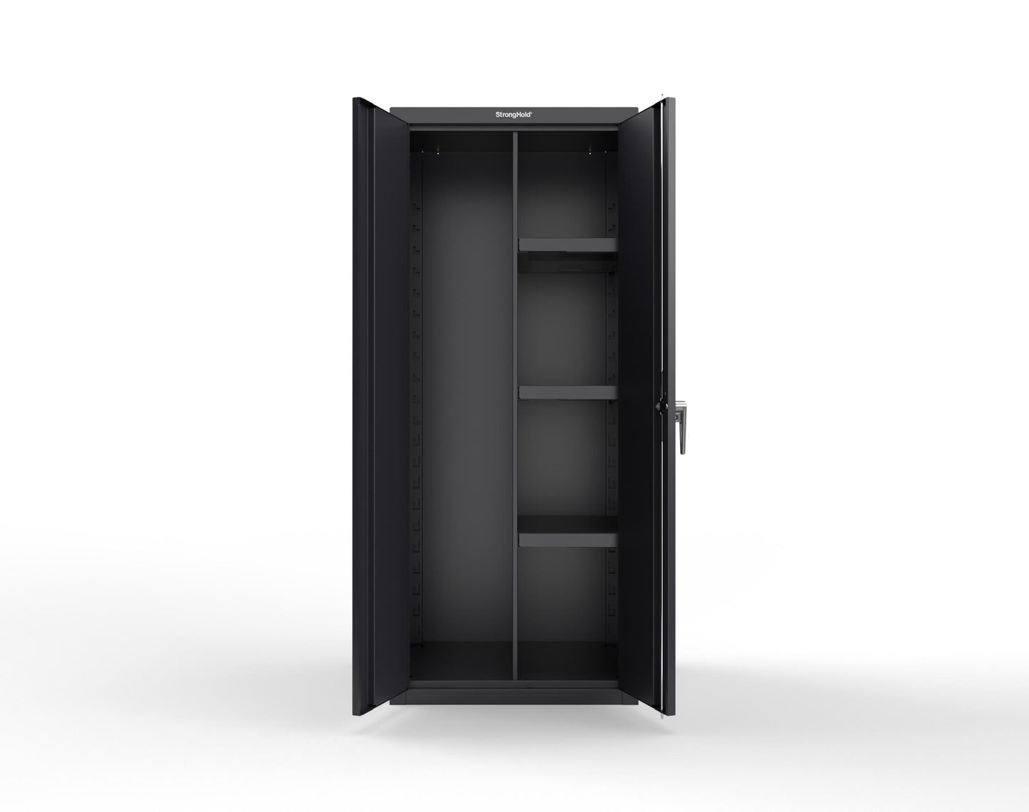 Heavy Duty 18 GA Janitorial Cabinet with 3 Half Shelves - 30 in. W x 24 in. D x 72 in. H - 2.66-BC-243-P-9005