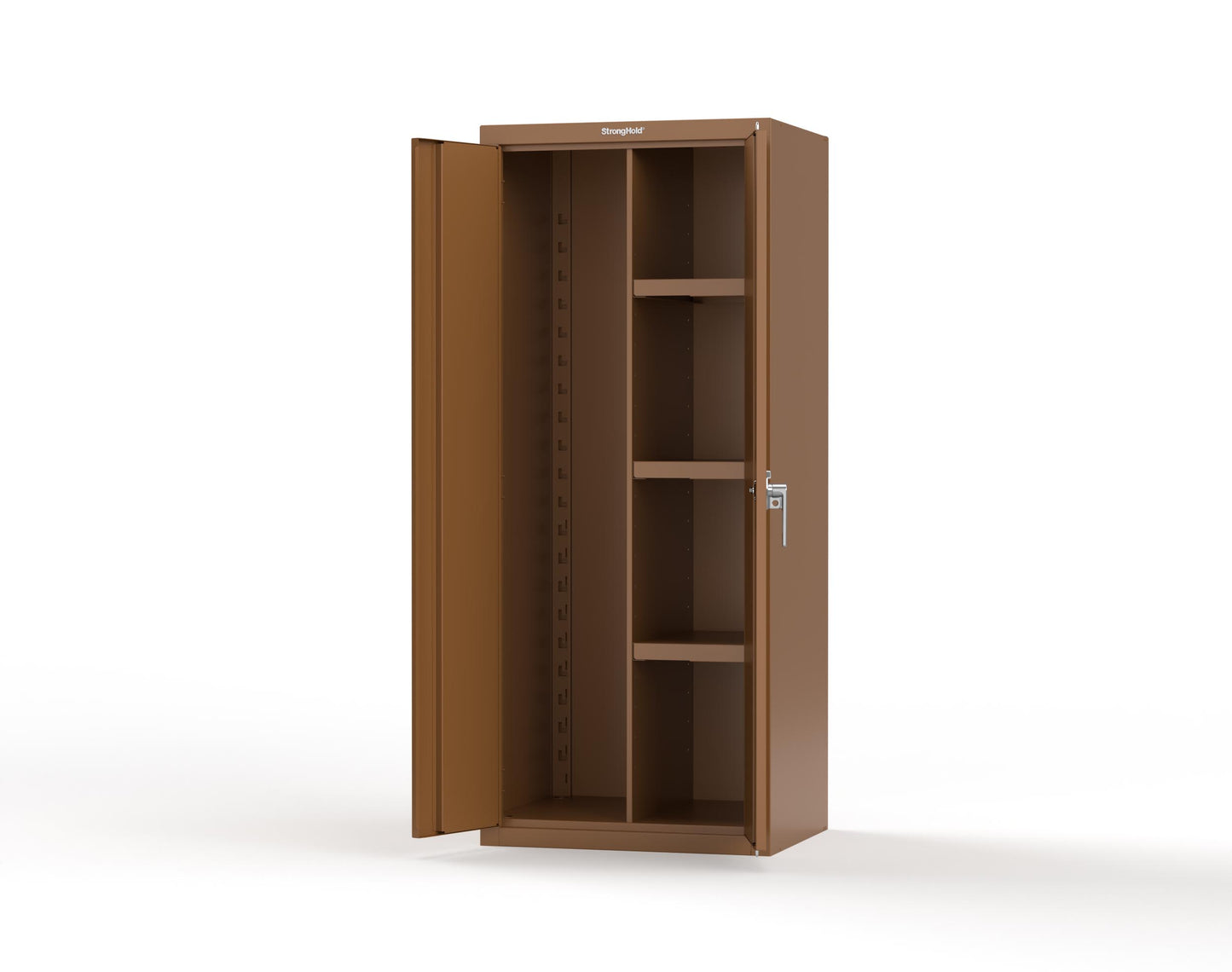 Heavy Duty 18 GA Janitorial Cabinet with 3 Half Shelves - 30 in. W x 24 in. D x 72 in. H - 2.66-BC-243-P-8008