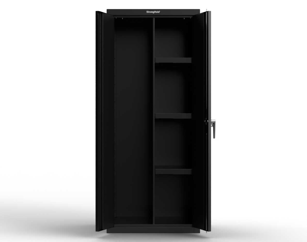 Heavy Duty 18 GA Janitorial Cabinet with 3 Half Shelves - 30 in. W x 24 in. D x 72 in. H