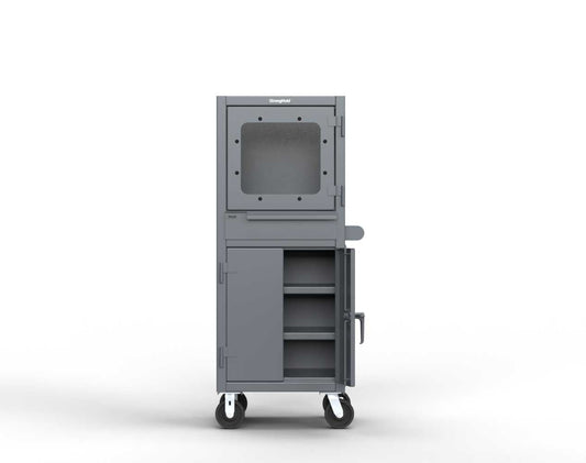 Extreme Duty 12 GA Mobile Computer Cabinet with 2 Shelves - 26 In. W x 24 In. D x 68 In. H