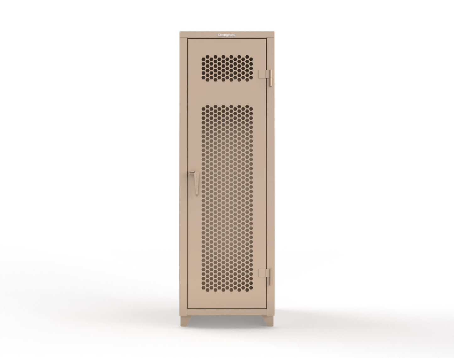 Extra Heavy Duty 14 GA Ventilated Single-Tier Locker with Shelf and Hanger Rod, 1 Compartment - 24 in. W x 24 in. D x 75 in. H - 26-1H-24-1T-L-1019
