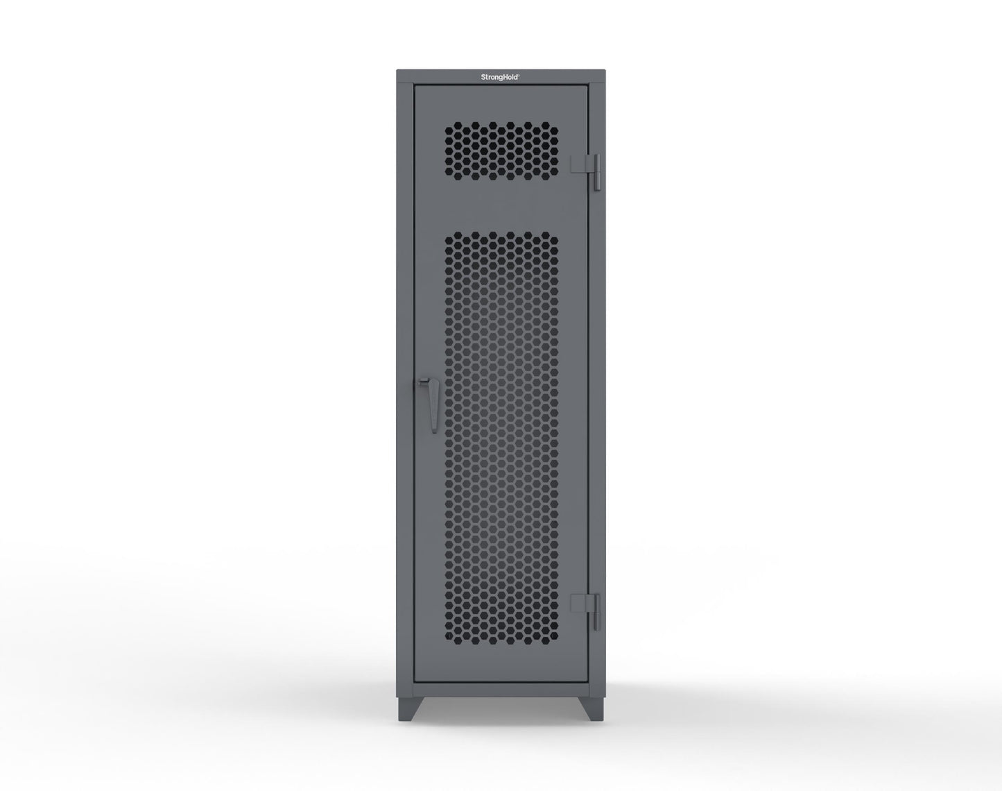Extra Heavy Duty 14 GA Ventilated Single-Tier Locker with Shelf and Hanger Rod, 1 Compartment - 24 in. W x 24 in. D x 75 in. H - 26-1H-24-1T-L-7024