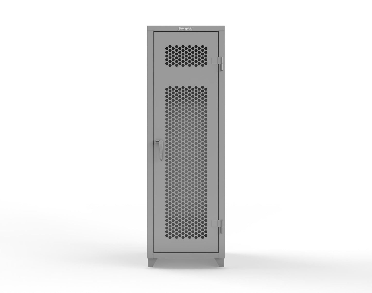 Extra Heavy Duty 14 GA Ventilated Single-Tier Locker with Shelf and Hanger Rod, 1 Compartment - 24 in. W x 24 in. D x 75 in. H - 26-1H-24-1T-L-7037