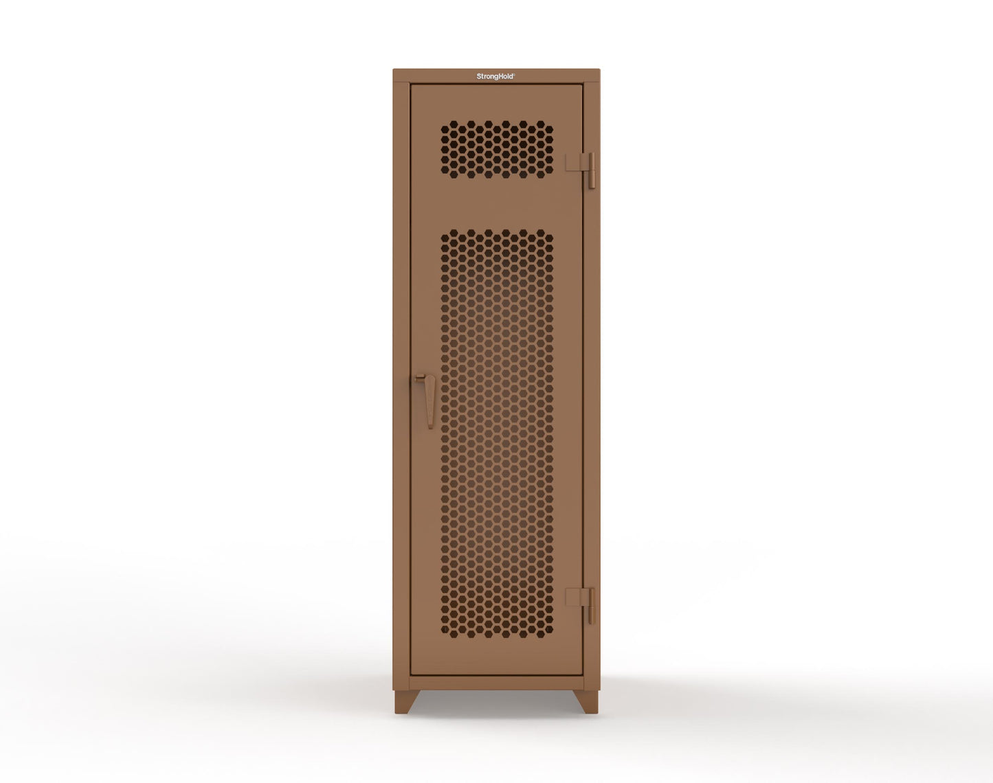 Extra Heavy Duty 14 GA Ventilated Single-Tier Locker with Shelf and Hanger Rod, 1 Compartment - 24 in. W x 24 in. D x 75 in. H - 26-1H-24-1T-L-8008