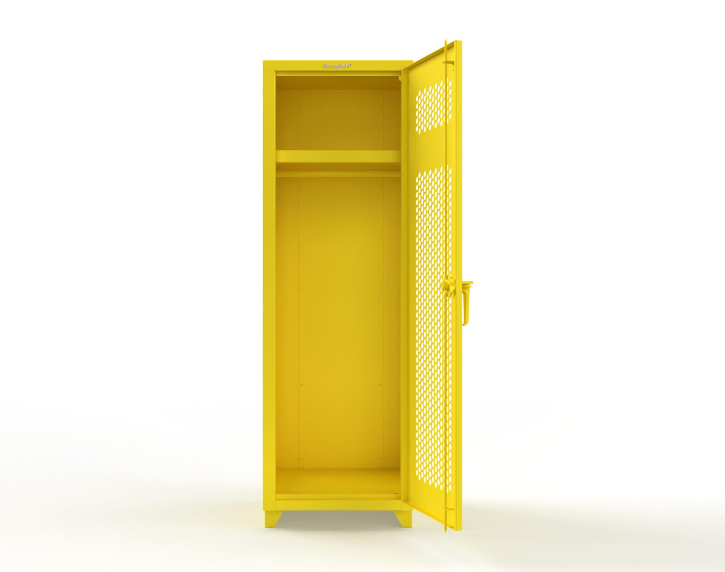 Extra Heavy Duty 14 GA Ventilated Single-Tier Locker with Shelf and Hanger Rod, 1 Compartment - 24 in. W x 24 in. D x 75 in. H - 26-1H-24-1T-L-1021