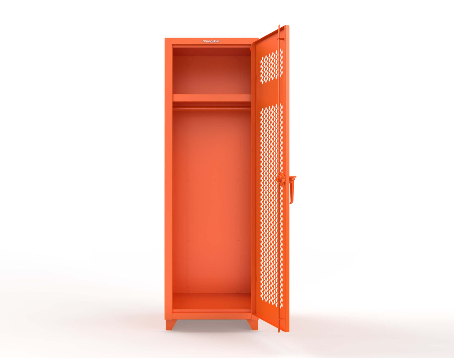Extra Heavy Duty 14 GA Ventilated Single-Tier Locker with Shelf and Hanger Rod, 1 Compartment - 24 in. W x 24 in. D x 75 in. H - 26-1H-24-1T-L-2009