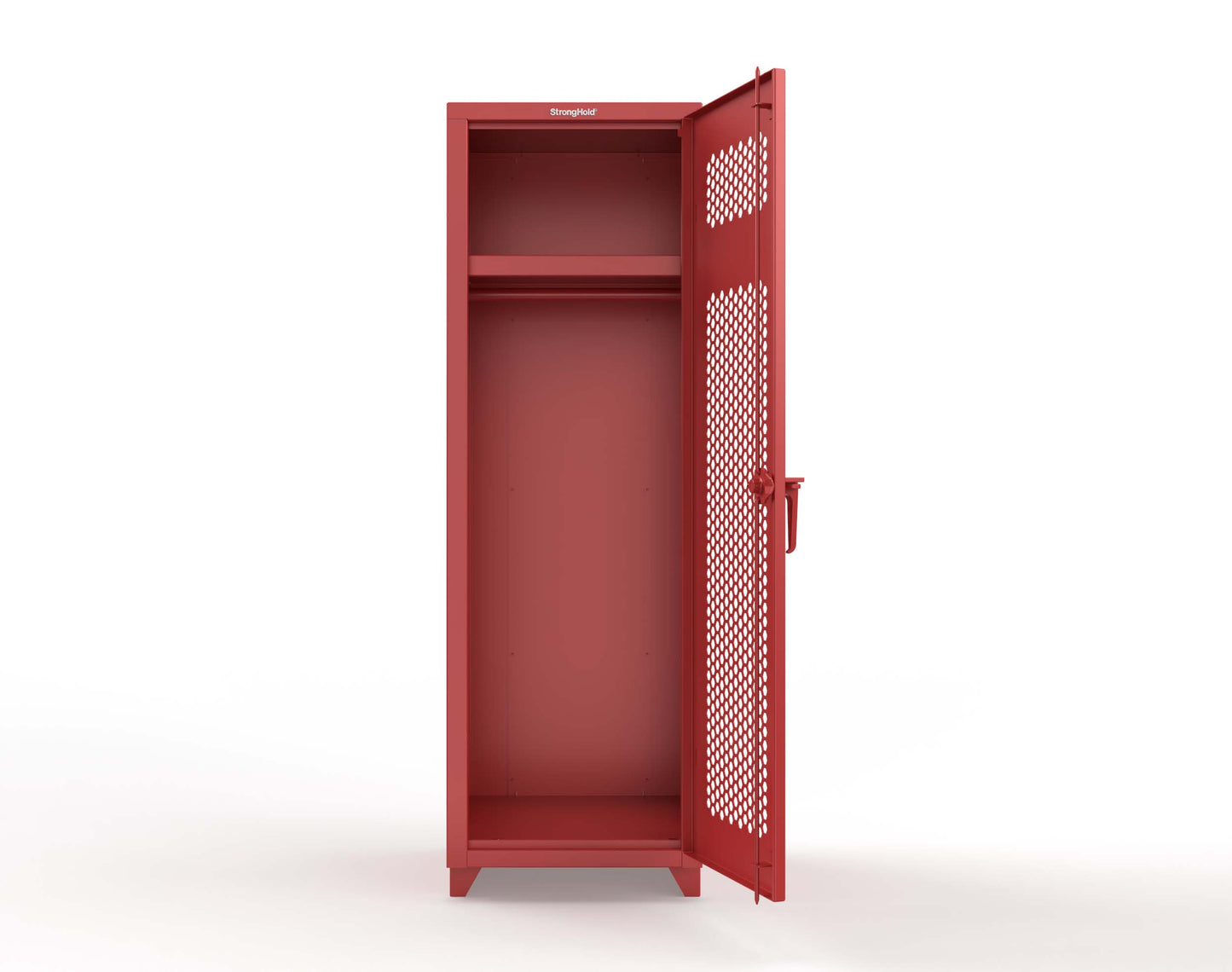 Extra Heavy Duty 14 GA Ventilated Single-Tier Locker with Shelf and Hanger Rod, 1 Compartment - 24 in. W x 24 in. D x 75 in. H - 26-1H-24-1T-L-3001