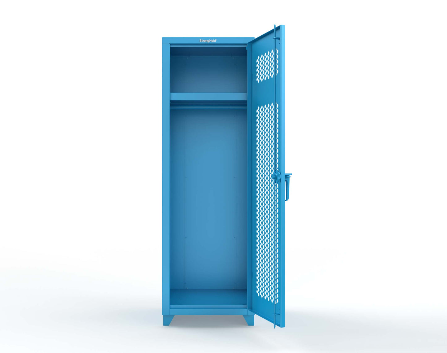 Extra Heavy Duty 14 GA Ventilated Single-Tier Locker with Shelf and Hanger Rod, 1 Compartment - 24 in. W x 24 in. D x 75 in. H - 26-1H-24-1T-L-5012