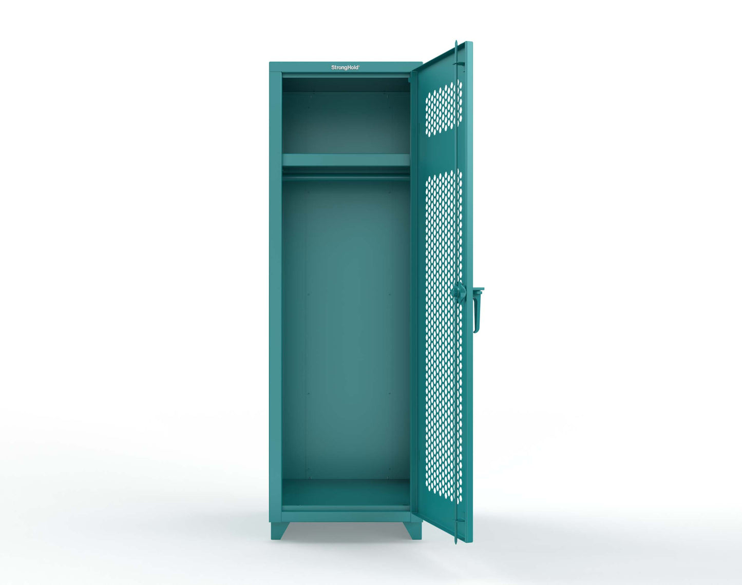 Extra Heavy Duty 14 GA Ventilated Single-Tier Locker with Shelf and Hanger Rod, 1 Compartment - 24 in. W x 24 in. D x 75 in. H - 26-1H-24-1T-L-5021
