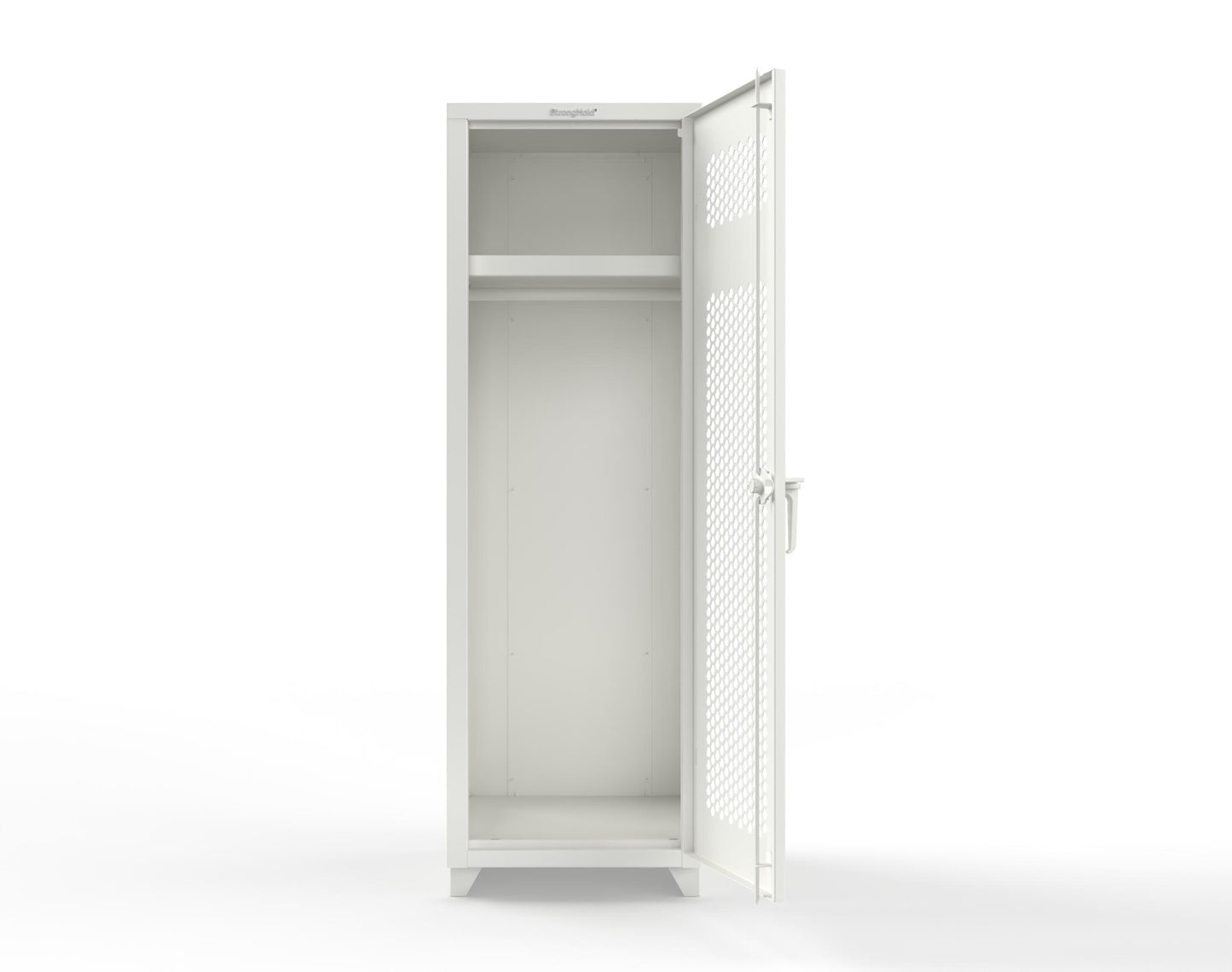 Extra Heavy Duty 14 GA Ventilated Single-Tier Locker with Shelf and Hanger Rod, 1 Compartment - 24 in. W x 24 in. D x 75 in. H - 26-1H-24-1T-L-9003