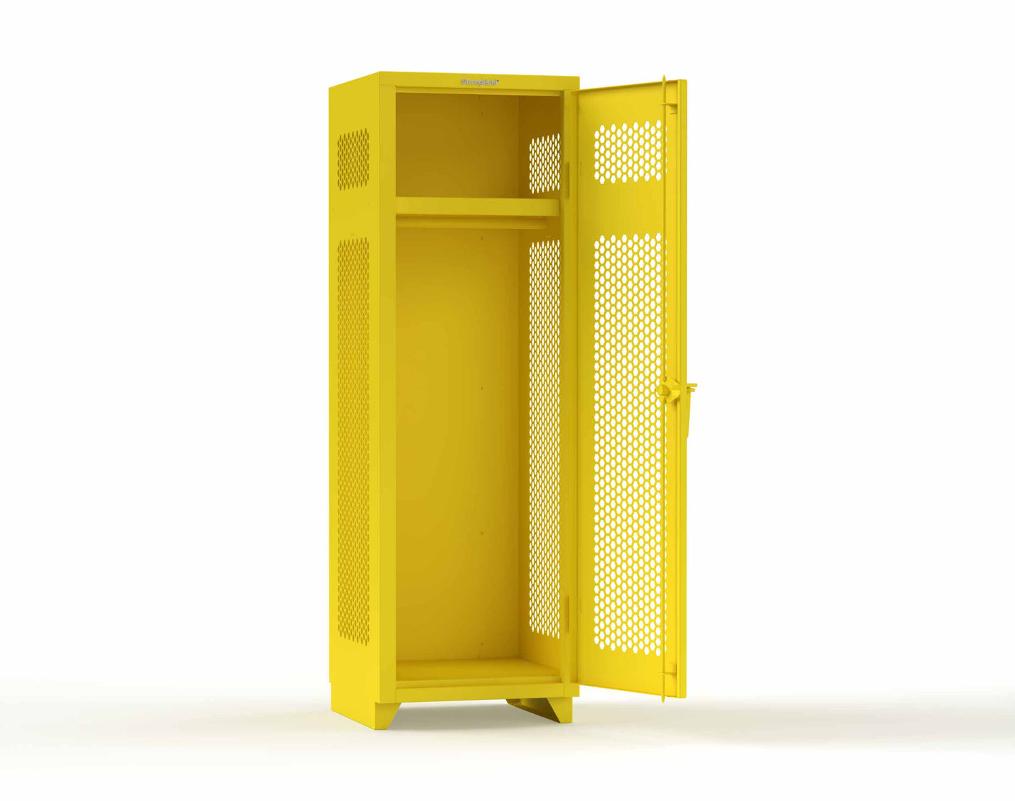 Extra Heavy Duty 14 GA Ventilated Single-Tier Locker with Shelf and Hanger Rod, 1 Compartment - 24 in. W x 24 in. D x 75 in. H - 26-1H-24-1T-L-1021