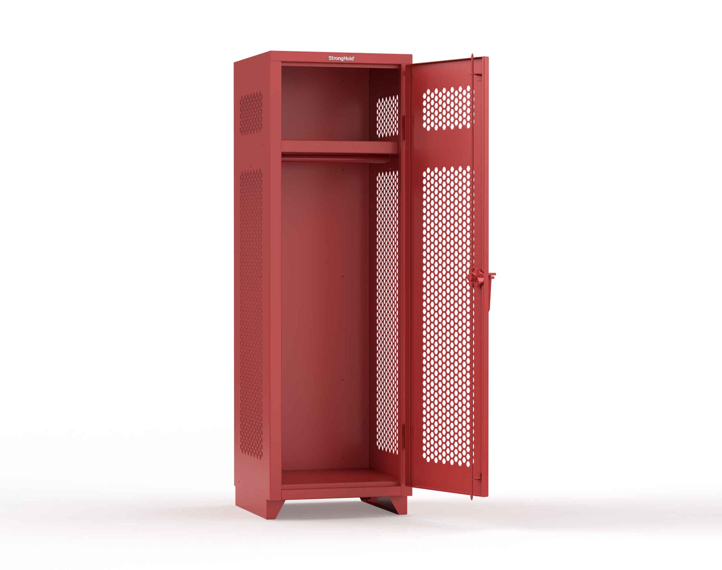 Extra Heavy Duty 14 GA Ventilated Single-Tier Locker with Shelf and Hanger Rod, 1 Compartment - 24 in. W x 24 in. D x 75 in. H - 26-1H-24-1T-L-3001