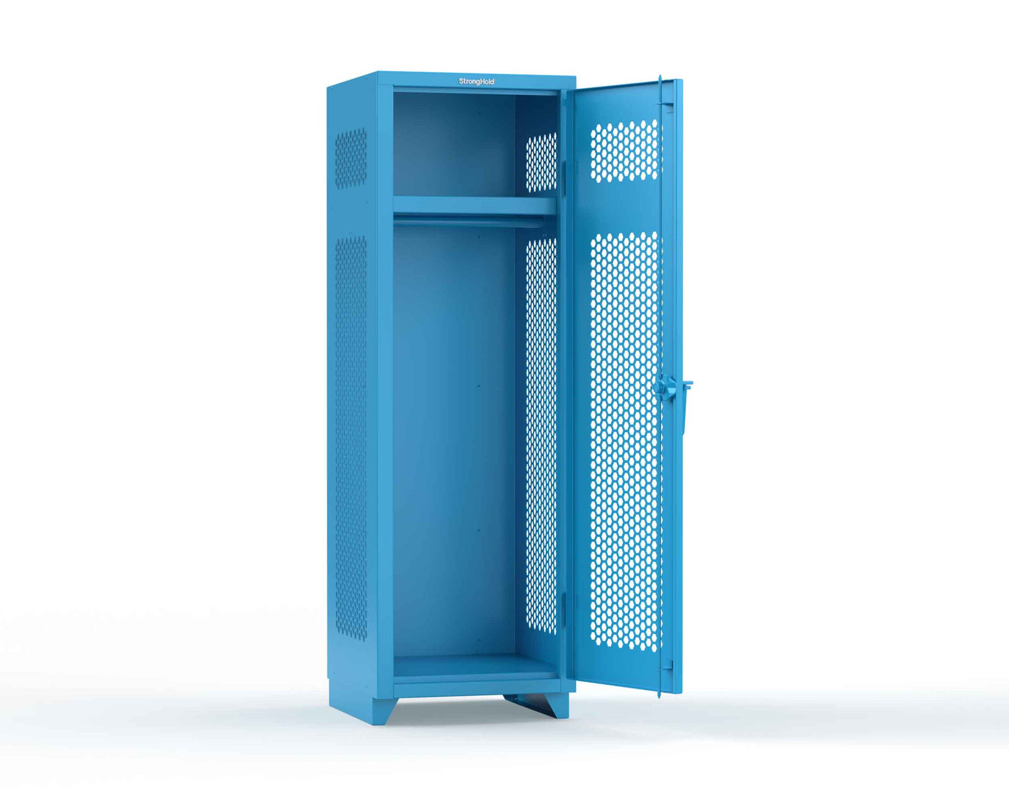 Extra Heavy Duty 14 GA Ventilated Single-Tier Locker with Shelf and Hanger Rod, 1 Compartment - 24 in. W x 24 in. D x 75 in. H - 26-1H-24-1T-L-5012