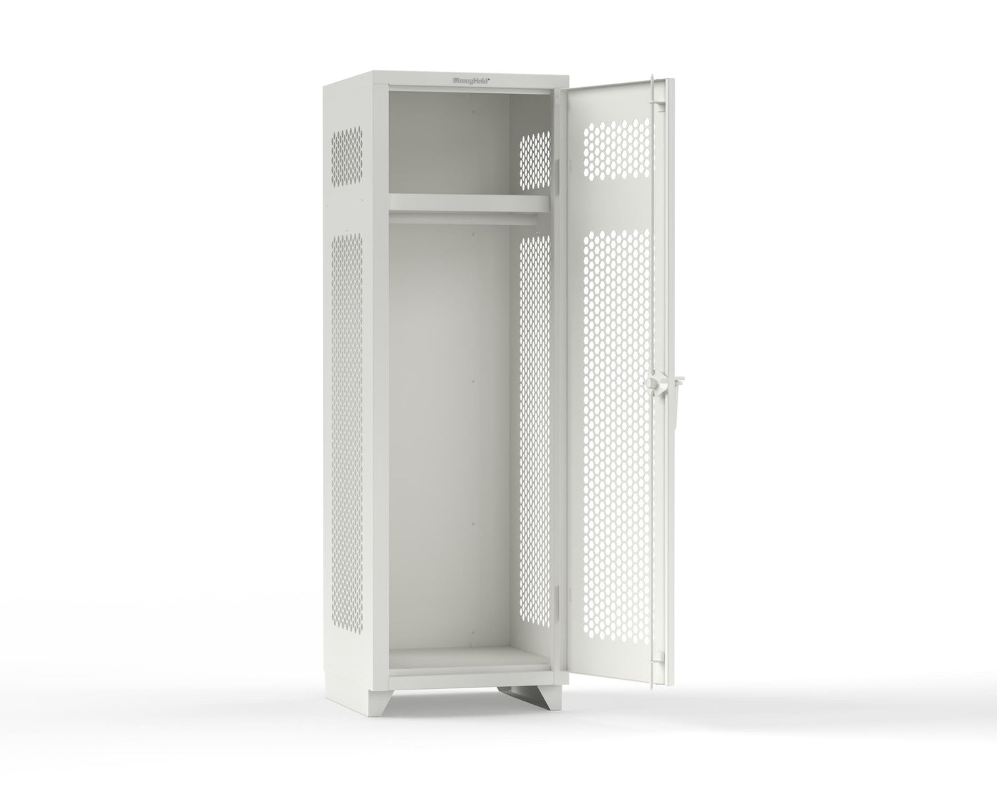 Extra Heavy Duty 14 GA Ventilated Single-Tier Locker with Shelf and Hanger Rod, 1 Compartment - 24 in. W x 24 in. D x 75 in. H - 26-1H-24-1T-L-9003