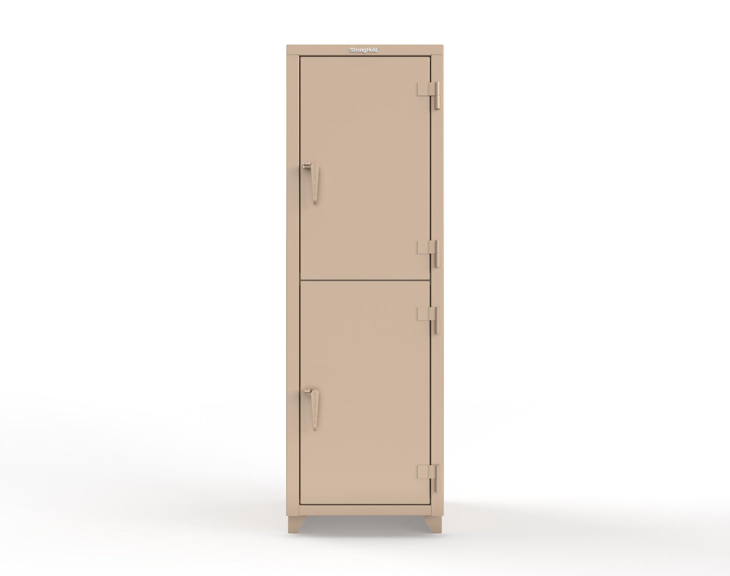 Extra Heavy Duty 14 GA Double-Tier Locker, 2 Compartments - 24 in. W x 24 in. D x 75 in. H - 26-2D-24-2T-L-1019