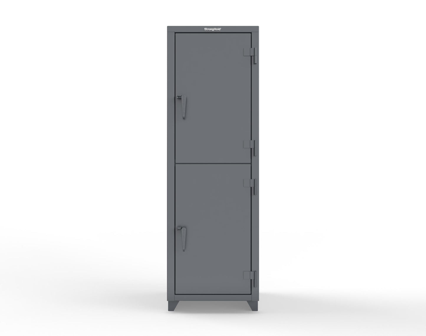 Extra Heavy Duty 14 GA Double-Tier Locker, 2 Compartments - 24 in. W x 24 in. D x 75 in. H - 26-2D-24-2T-L-7024
