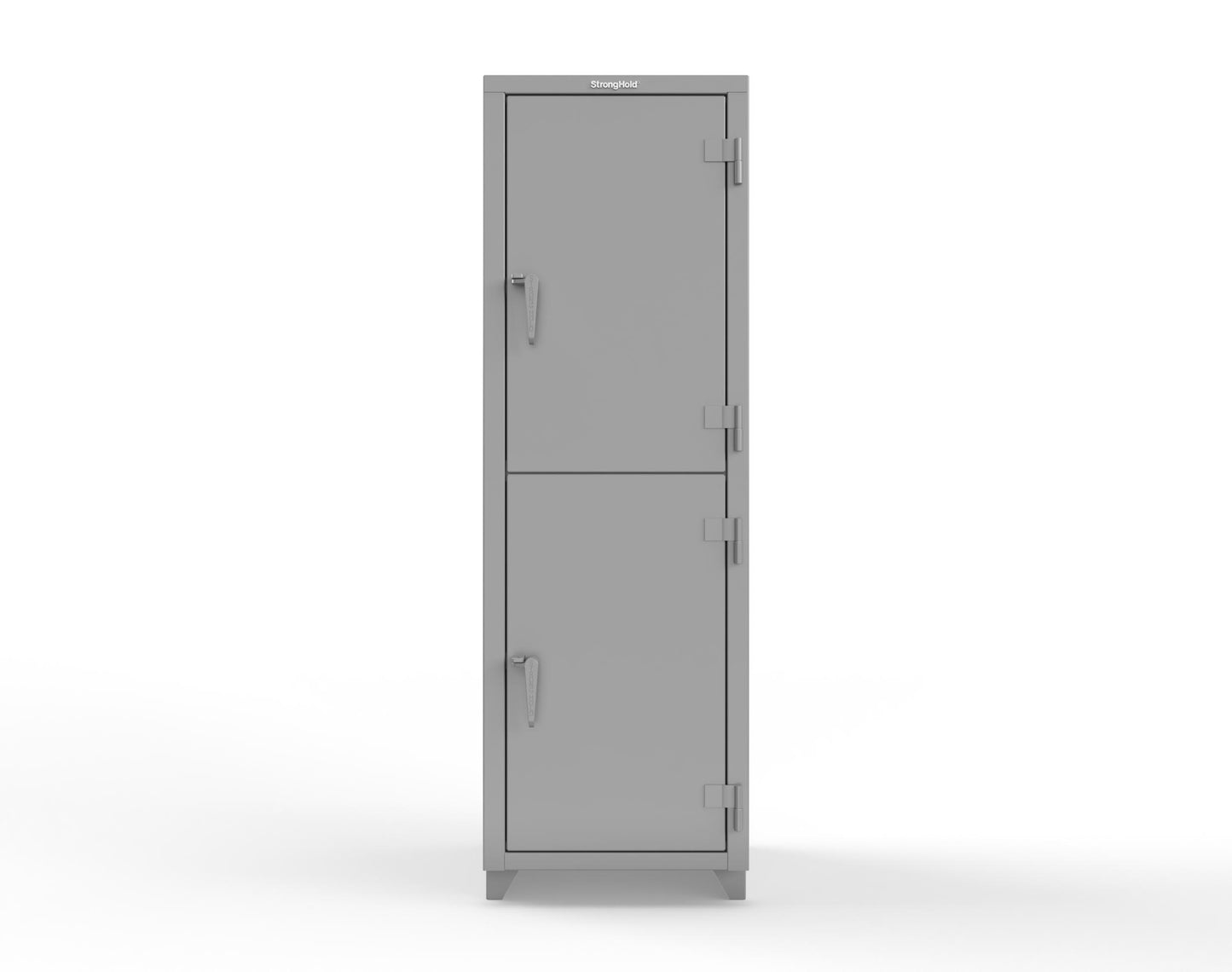 Extra Heavy Duty 14 GA Double-Tier Locker, 2 Compartments - 24 in. W x 24 in. D x 75 in. H - 26-2D-24-2T-L-7037