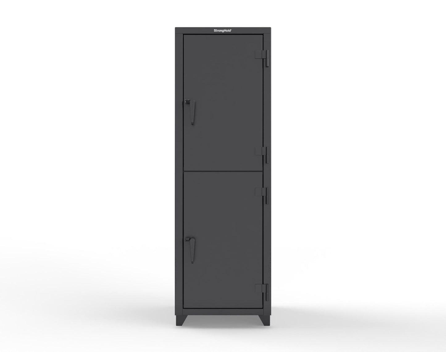 Extra Heavy Duty 14 GA Double-Tier Locker, 2 Compartments - 24 in. W x 24 in. D x 75 in. H - 26-2D-24-2T-L-9005
