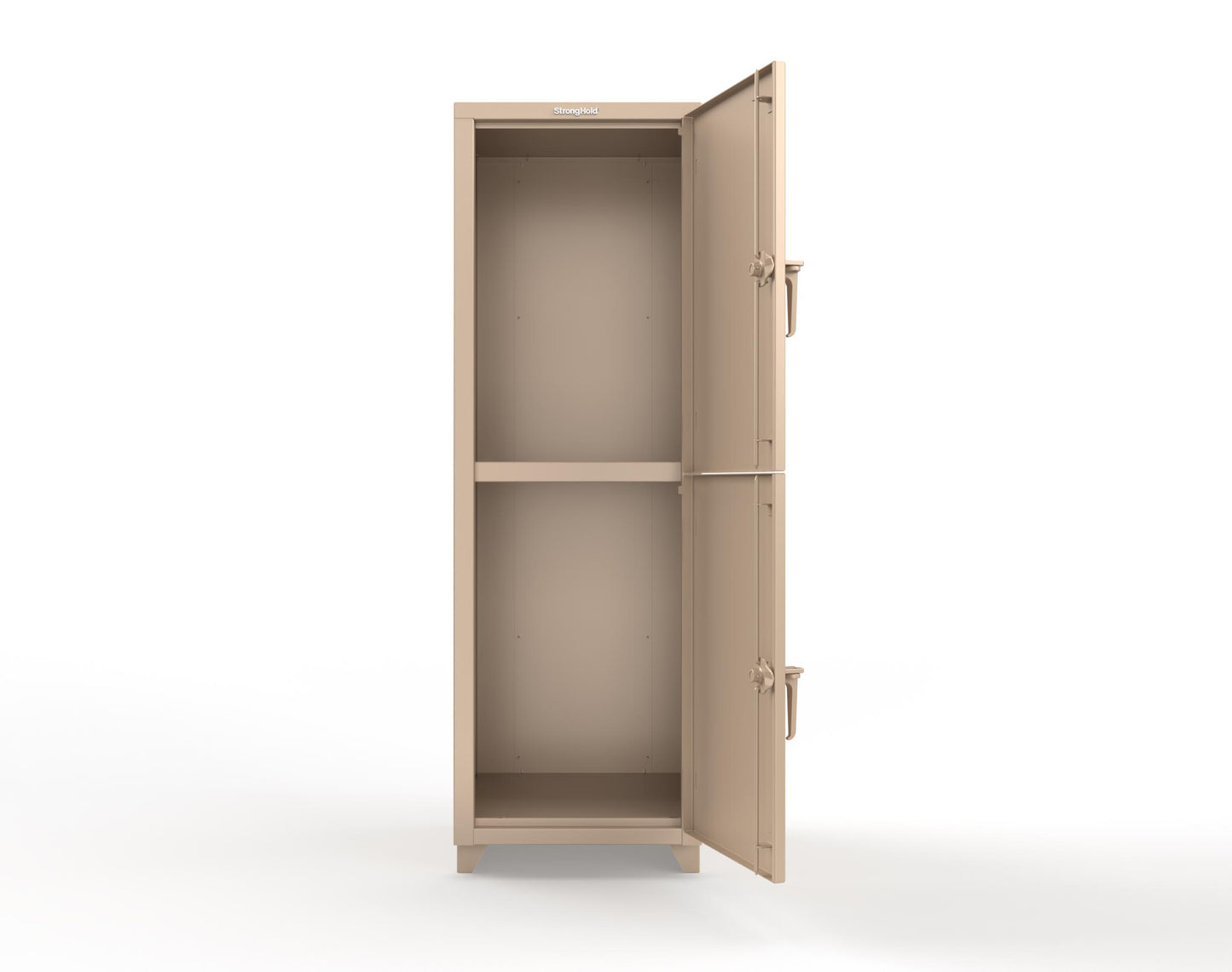 Extra Heavy Duty 14 GA Double-Tier Locker, 2 Compartments - 24 in. W x 24 in. D x 75 in. H - 26-2D-24-2T-L-1019