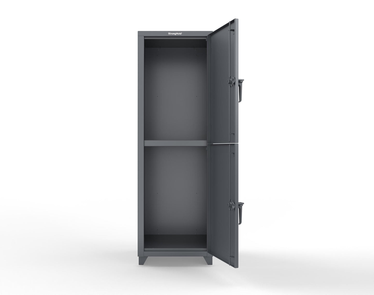 Extra Heavy Duty 14 GA Double-Tier Locker, 2 Compartments - 24 in. W x 24 in. D x 75 in. H - 26-2D-24-2T-L-7024
