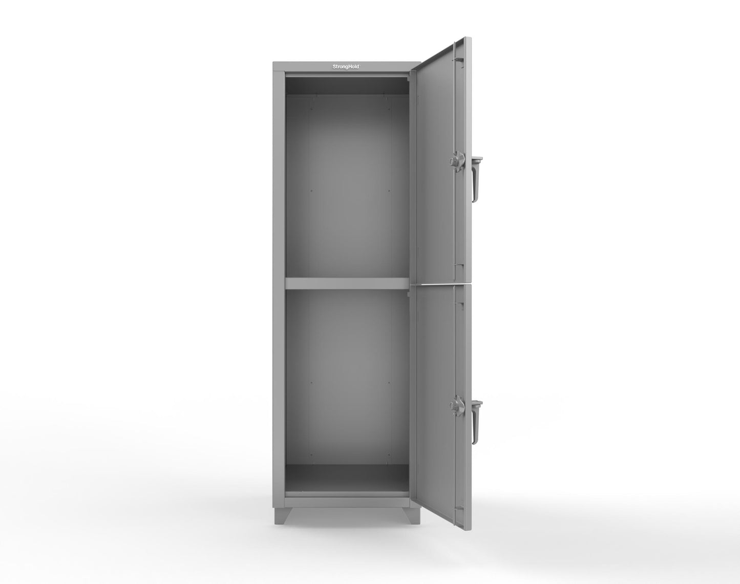 Extra Heavy Duty 14 GA Double-Tier Locker, 2 Compartments - 24 in. W x 24 in. D x 75 in. H - 26-2D-24-2T-L-7037