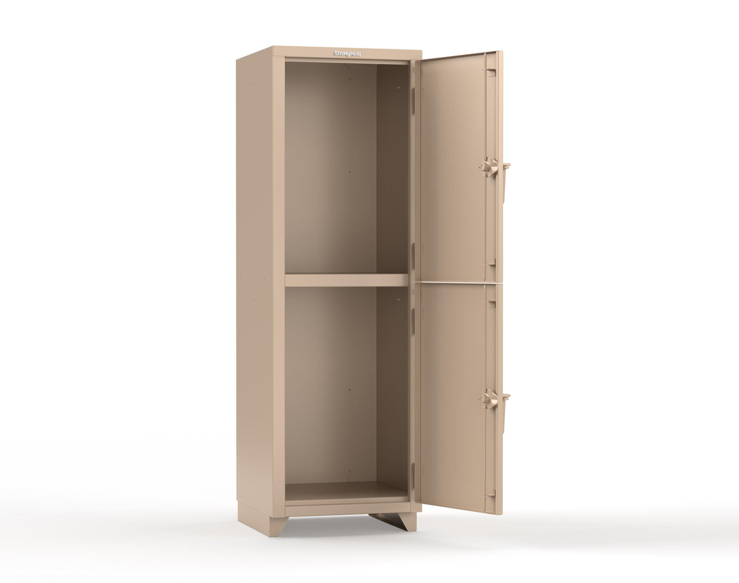 Extra Heavy Duty 14 GA Double-Tier Locker, 2 Compartments - 24 in. W x 24 in. D x 75 in. H - 26-2D-24-2T-L-1019