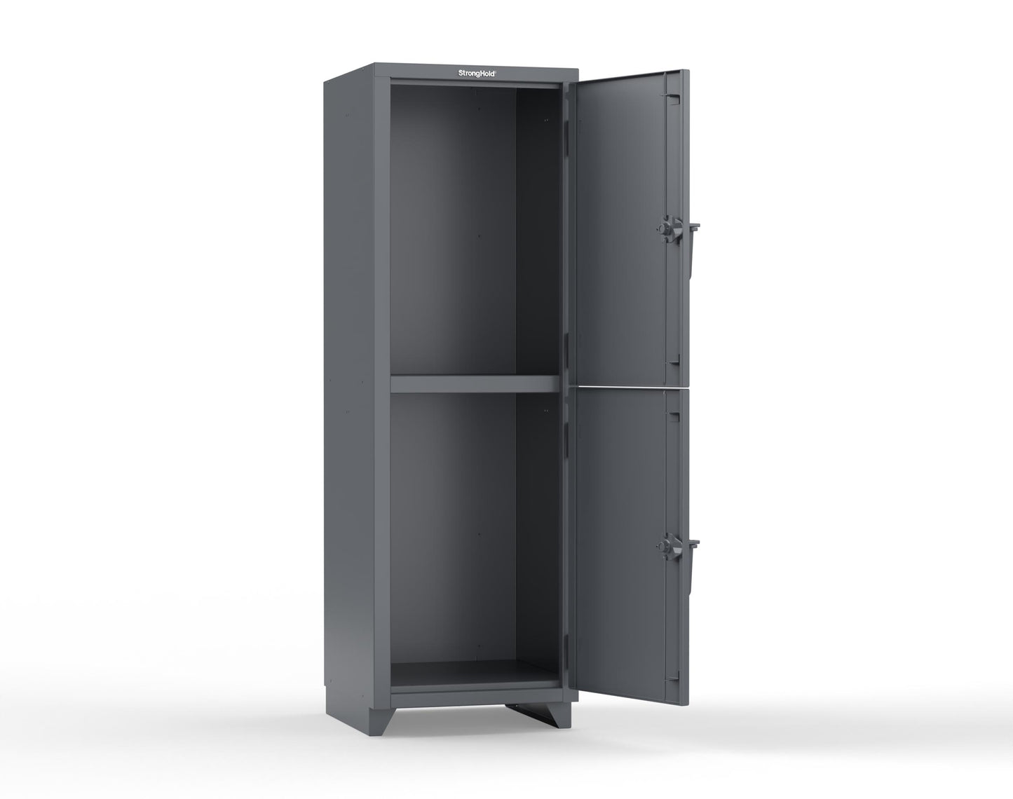 Extra Heavy Duty 14 GA Double-Tier Locker, 2 Compartments - 24 in. W x 24 in. D x 75 in. H - 26-2D-24-2T-L-7024